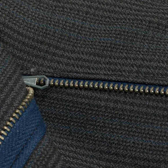 Sundazed (Germany) 70s, Sculptural Volume, High-Twist Wool, Blue Pinstripe